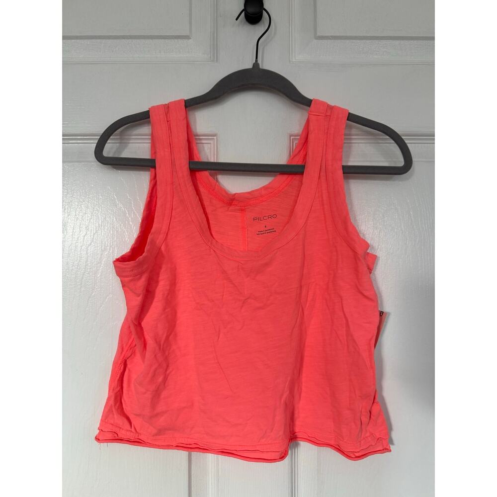 NWT Anthropologie Pilcro Neon Coral "The Sunny" Scoop-Neck Tank Top - Size S